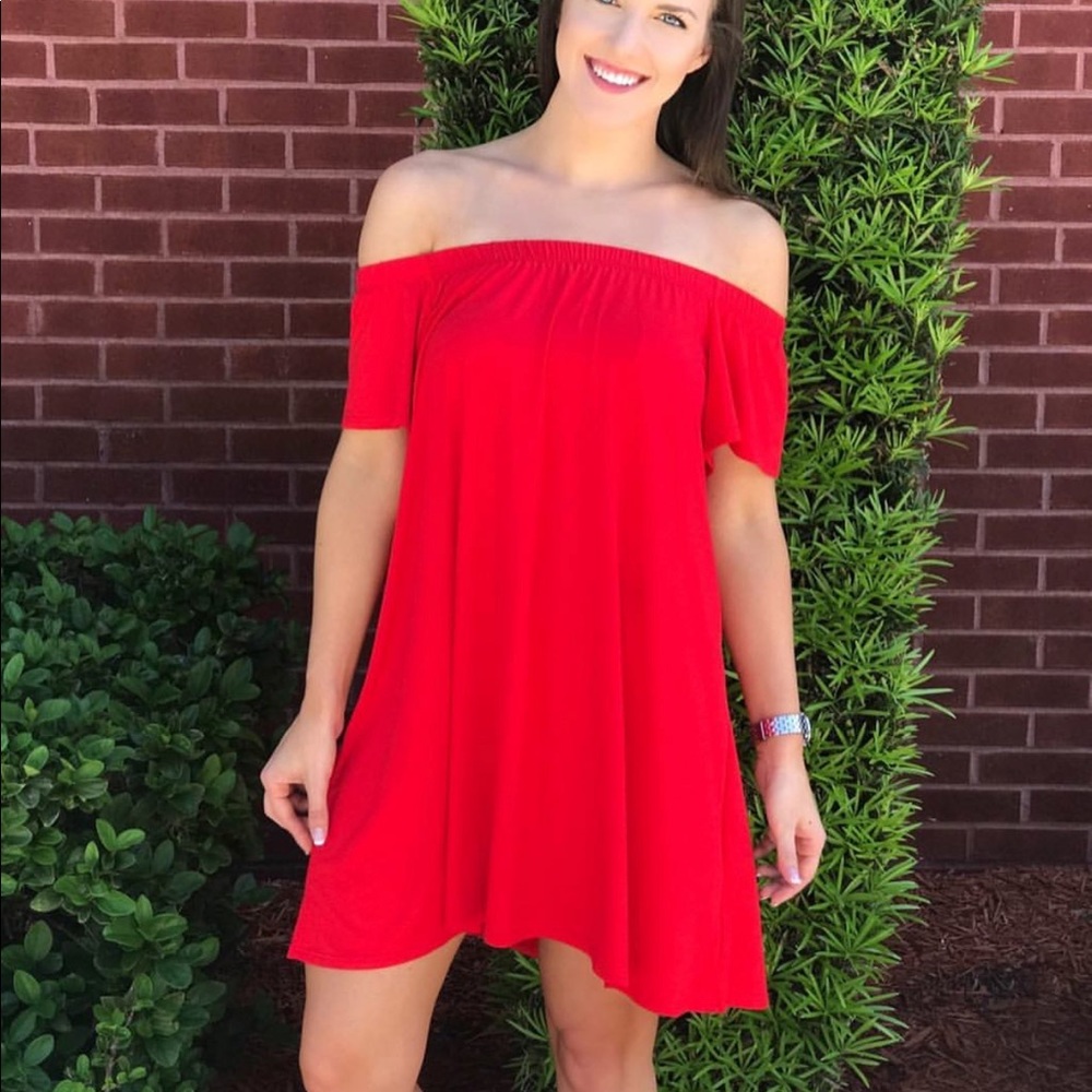 Nordstrom rack off the shoulder red dress size S